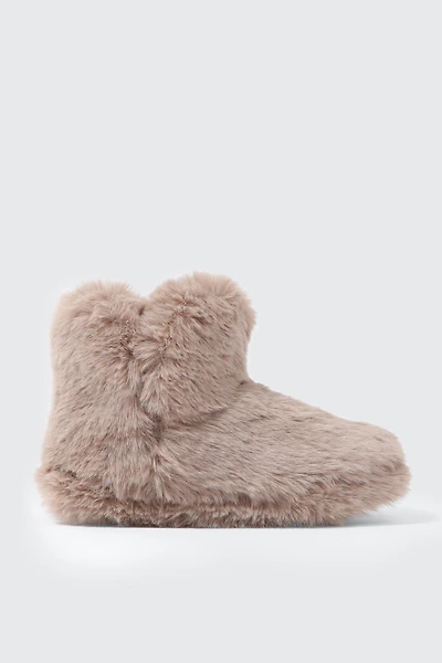 Ardene Faux Fur Bootie Slippers in Beige | Size | Eco-Conscious
