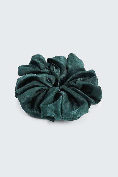 Ardene XL Satin Scrunchie in Dark Green