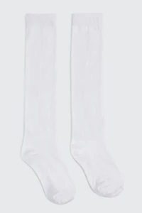 Ardene 2-Pack Knee High Socks in White | Polyester/Spandex