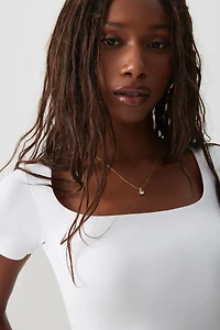 Ardene Contour Square Neck T-Shirt in White | Size | Elastane/Polyamide