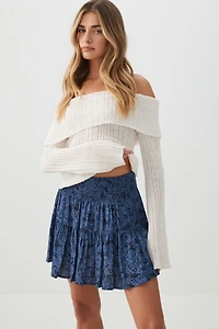 Jupe-short fluide à taille smockée