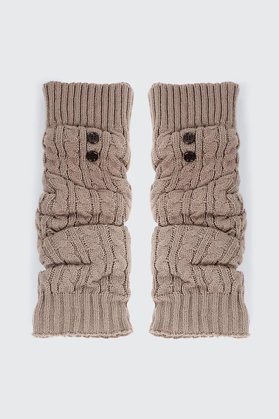 Ardene Cable Knit Leg Warmers with Buttons in Beige | 100% Acrylic