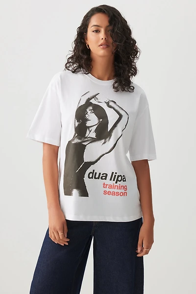 Ardene Oversized Dua Lipa T-Shirt in White | Size | 100% Cotton
