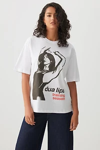 Ardene Oversized Dua Lipa T-Shirt in White | Size | 100% Cotton