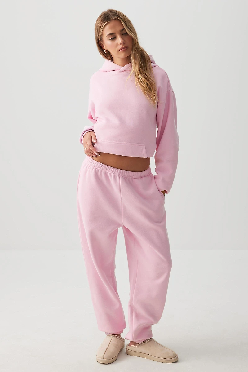 Ardene Pink Baggy Sweatpants in Light Pink | Size | Polyester/Cotton | Fleece-Lined