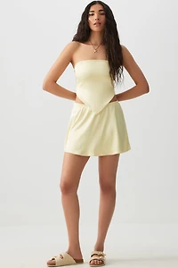 Ardene Satin Mini Skirt in Light Yellow | Size | Polyester/Spandex