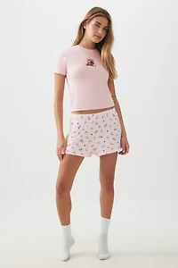 Ardene HUSHKNIT Graphic PJ Top in Light | Size | Polyester/Elastane | Eco-Conscious