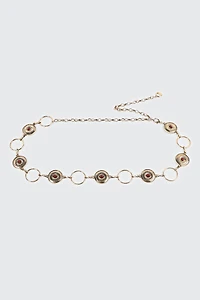 Ceinture en chaîne à médaillons et pierres