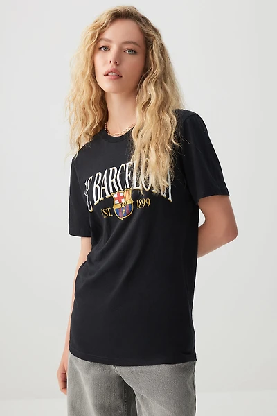 Ardene Oversized FC Barcelona T-Shirt in Dark Blue | Size | 100% Cotton