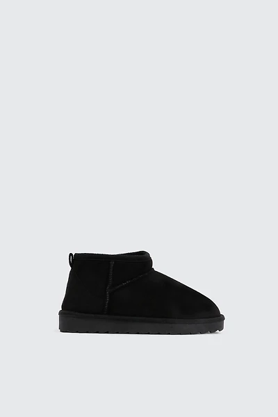 Ardene Kids Faux Sheepskin Boots in Black | Size | Faux Suede