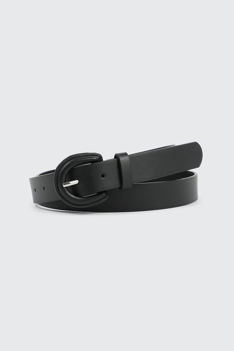 Ardene Faux Leather Covered Buckle Belt in Black | Size