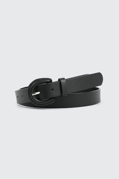 Ardene Faux Leather Covered Buckle Belt in Black | Size