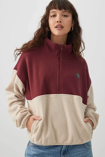 Ardene Colorblock Polar Fleece Half Zip Sweatshirt in | Size Small | Polyester