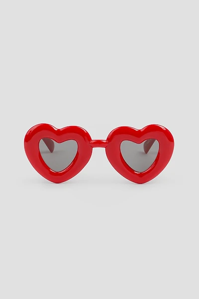 Ardene Balloon Heart Shaped Sunglasses in Red