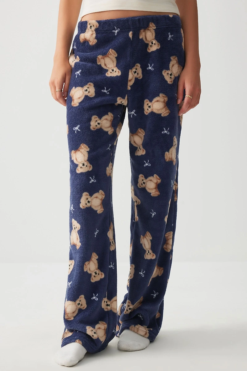 Ardene SUNDAYSOFT Flared PJ Pants in Dark Blue | Size | Polyester | Eco-Conscious