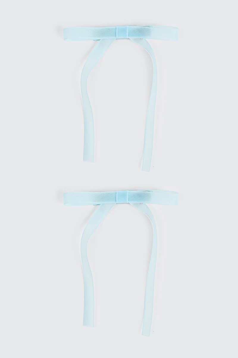 Ardene 2-Pack Tulle Hair Bows in Light Blue
