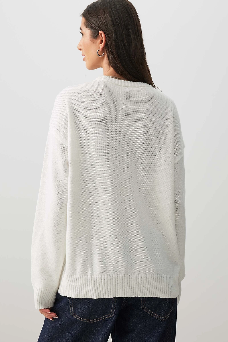 Chandail à col rond imprimé graphique