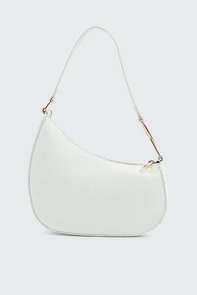 Ardene Asymmetrical Shoulder Bag in White | 100% Recycled Polyester/Faux Leather | Eco-Conscious