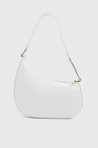 Ardene Asymmetrical Shoulder Bag in White | 100% Recycled Polyester/Faux Leather | Eco-Conscious