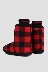 Pantoufles bottines à carreaux pour hommes