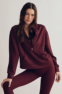 Ardene camactive Double Knit Half Zip Sweatshirt in Burgundy | Size | Polyester/Spandex