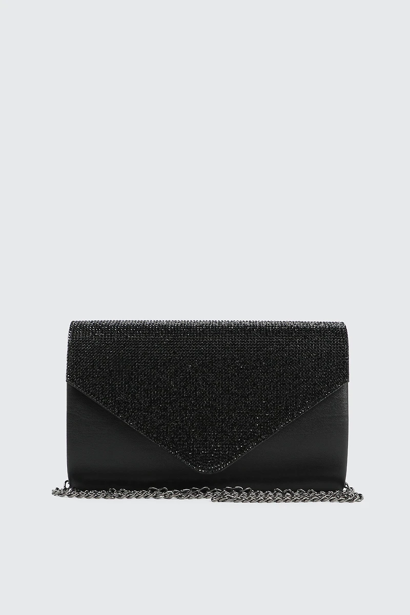 Ardene Rhinestone Envelope Clutch in | Faux Leather/Polyester