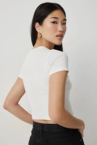 T-shirt court à mancherons imprimé