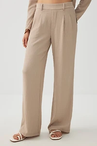 Pantalon plissé à taille élastique en tissu gaufr