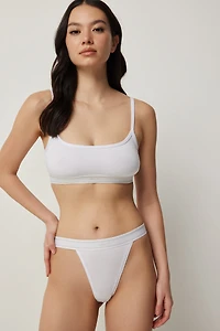 Ardene Thong Panty with Signature Waistband in White | Size | Rayon/Elastane | Eco-Conscious