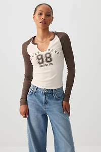 Ardene Luxembourg Long Sleeve T-Shirt in Off-White | Size | Polyester/Elastane | Eco-Conscious