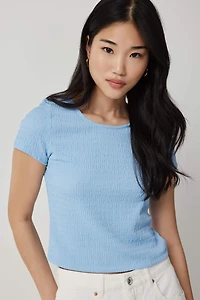 Ardene Puckered Knit T-Shirt in Light | Size