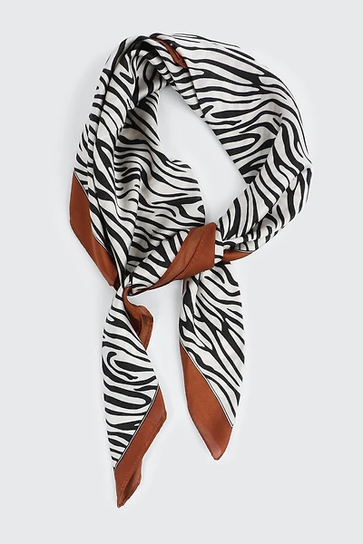 Ardene Zebra Print Square Satin Scarf | Polyester