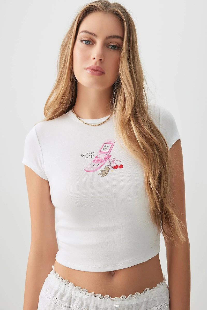 Ardene Graphic Baby T-Shirt in White | Size | Cotton/Elastane