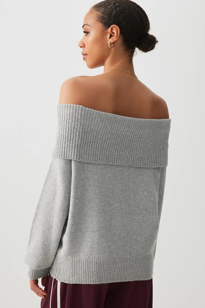 Chandail à épaules dénudées et col replié