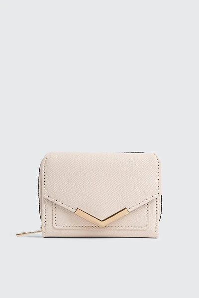 Ardene Small Envelope Wallet in Off-White | Faux Leather/Polyester