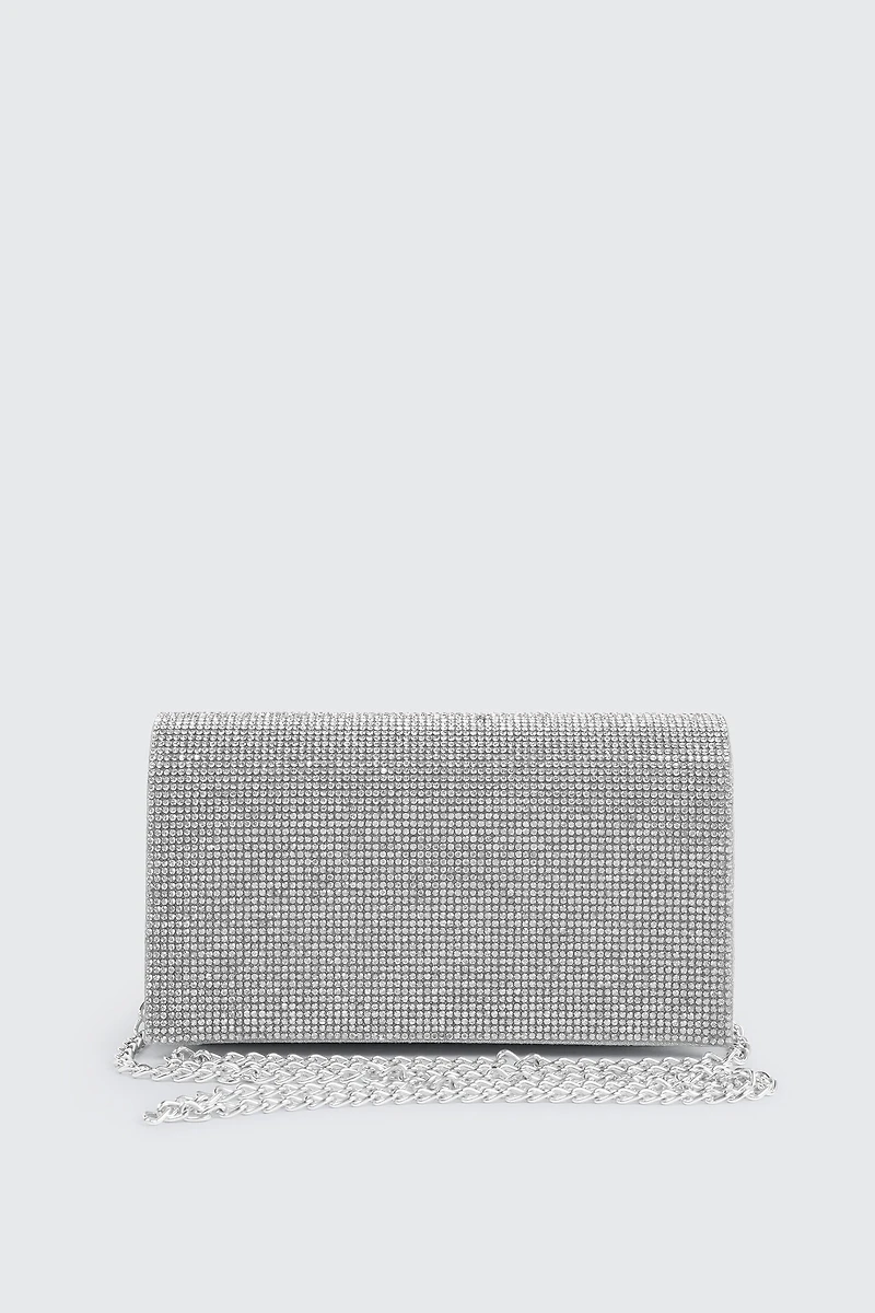 Ardene Shiny Envelope Clutch in Silver | Polyester