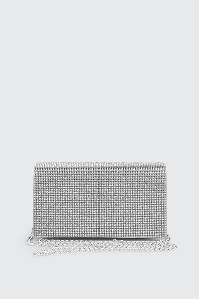 Ardene Shiny Envelope Clutch in Silver | Polyester