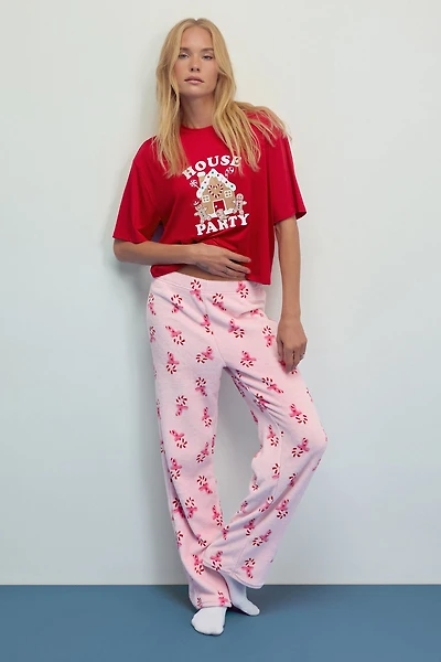 Ardene SUNDAYSOFT Flared PJ Pants in Light Pink | Size | Polyester | Eco-Conscious