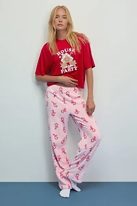 Ardene SUNDAYSOFT Flared PJ Pants in Light Pink | Size | Polyester | Eco-Conscious