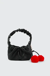 Ardene Kids Shoulder Bag with Keychain in Black | Faux Leather