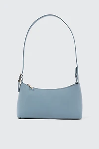 Ardene Baguette Bag with Adjustable Strap in Light Blue | Faux Leather/Polyester/Faux Suede