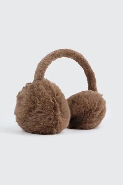 Ardene Faux Fur Earmuffs in Brown | Polyester