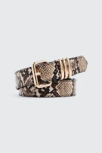 Ardene Triple Loop Belt in Beige | Size Small | Faux Leather