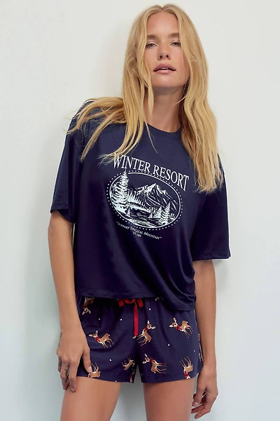 Ardene HUSHKNIT PJ Top in Dark | Size | Polyester/Elastane | Eco-Conscious