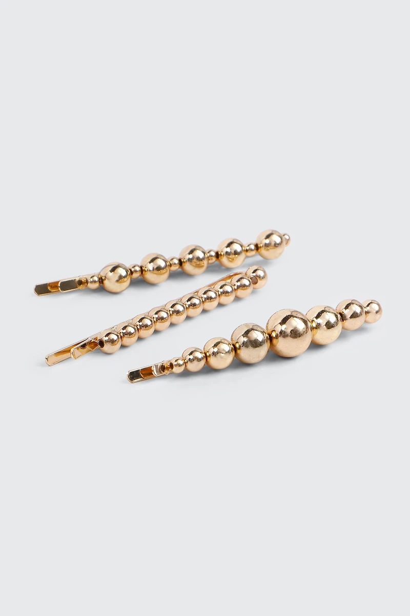Ardene 3-Pack Ball Hair Pins in Gold