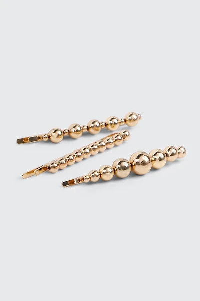 Ardene 3-Pack Ball Hair Pins in Gold