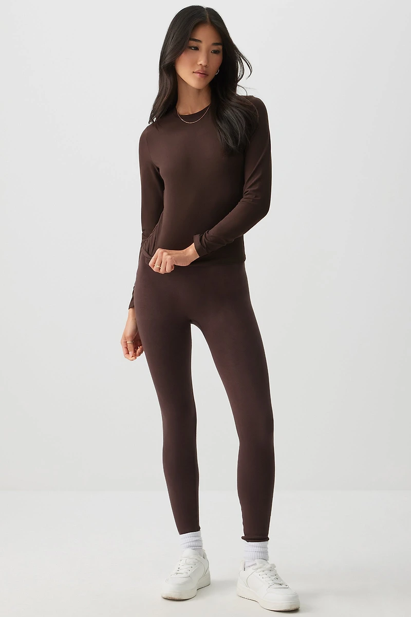 Ardene Faux Fur Lined Seamless Leggings in Brown | Size | Polyester/Rayon/Spandex
