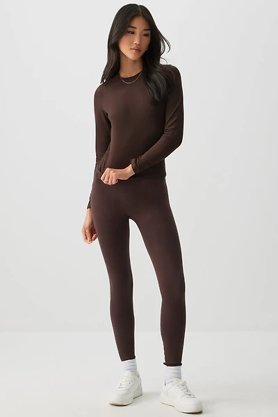 Ardene Faux Fur Lined Seamless Leggings in Brown | Size | Polyester/Rayon/Spandex