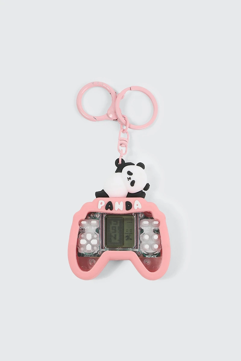 Ardene Panda Game Keychain in Light Pink