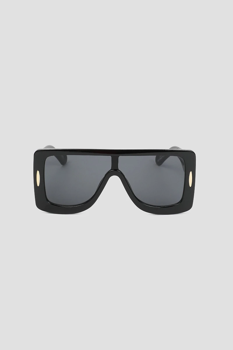 Ardene Oversized Flat Top Square Sunglasses in Black